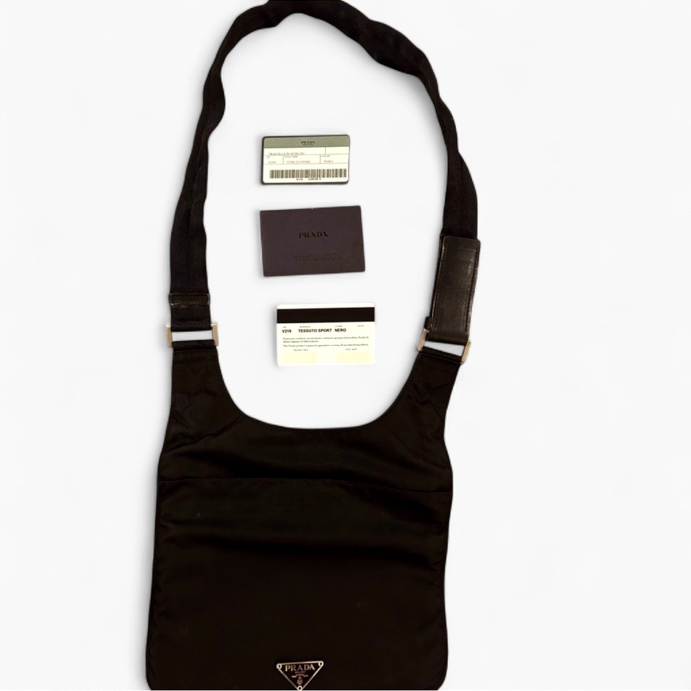 Prada Black Nylon Messenger Bag with Silver Hardware